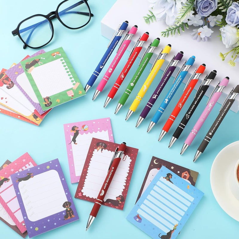 Geyee 24 Pcs Dachshund Sticky Notes with Funny Pens 3 x 4 Inch Dachshund To Do List Notepads with Sayings Pen for Dog Lover Valentines Coworkers Employee Office Staff Work Team Appreciation Gifts - Image 4